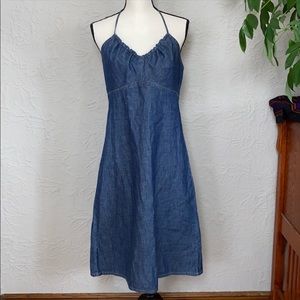 Gap Tie-Neck Denim Halter Dress